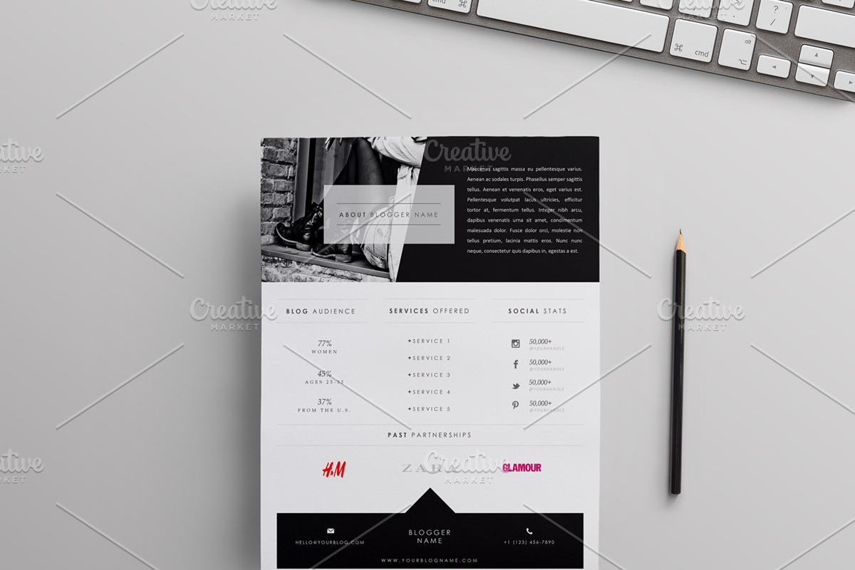 Blog Media Kit Template | Two Pages, a Stationery Template by Blogger Kit Co. (Photo 3 of 6)