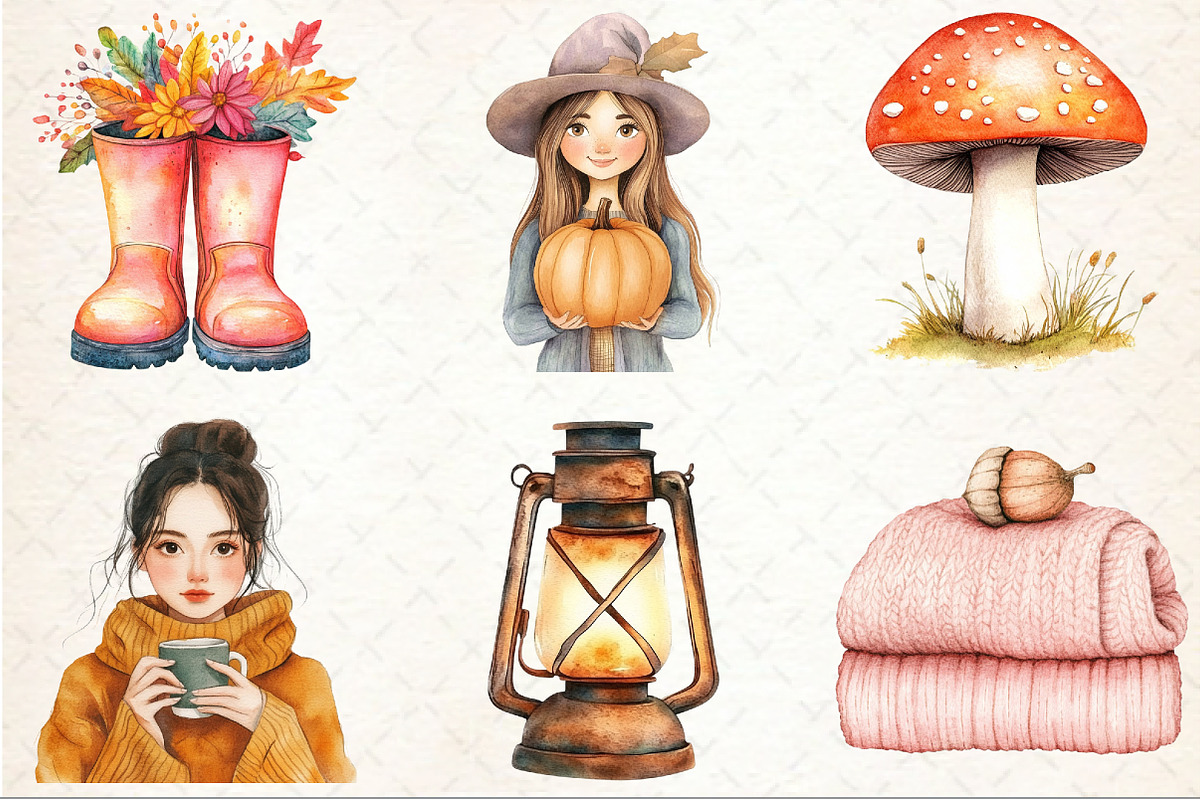 Watercolor Autumn Mood Clipart, an Illustration by Rose Art (Photo 4 of 4)