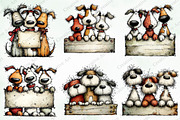 Whimsical Christmas Dogs Clipart, an Illustration by Creative Art (Thumbnail 2 of 10)