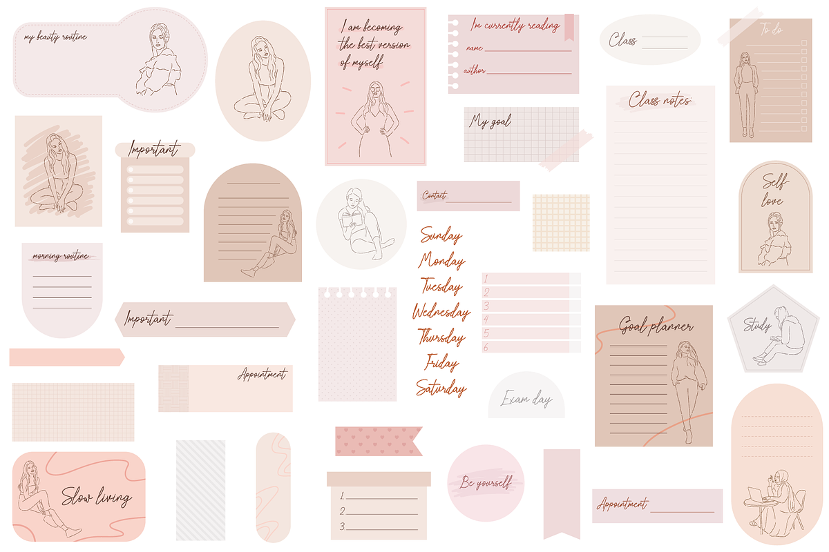 Aesthetic Feminine Digital Stickers, an Illustration by Digitaliya (Photo 7 of 7)