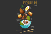 Braised pork rice. Vector, a Food Illustration by AKOMIX (Thumbnail 1 of 2)