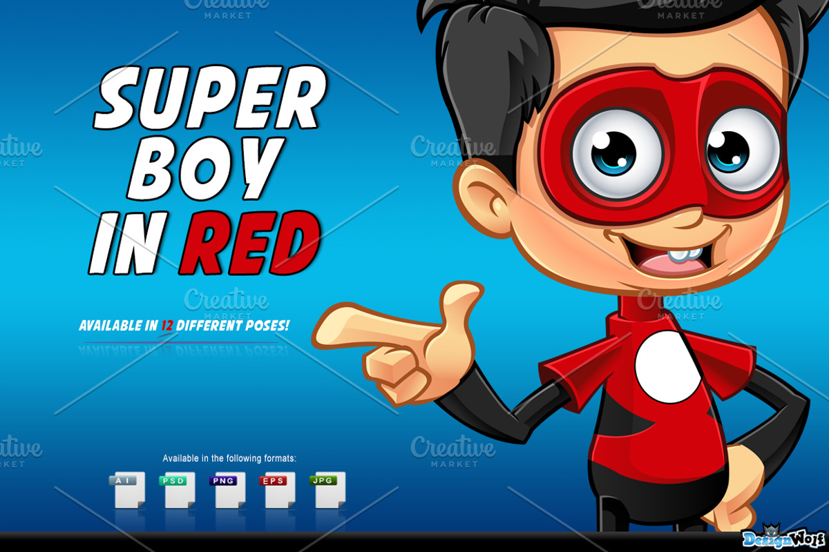 Super Boy In Red Character, an Illustration by DesignWolf (Photo 1 of 2)