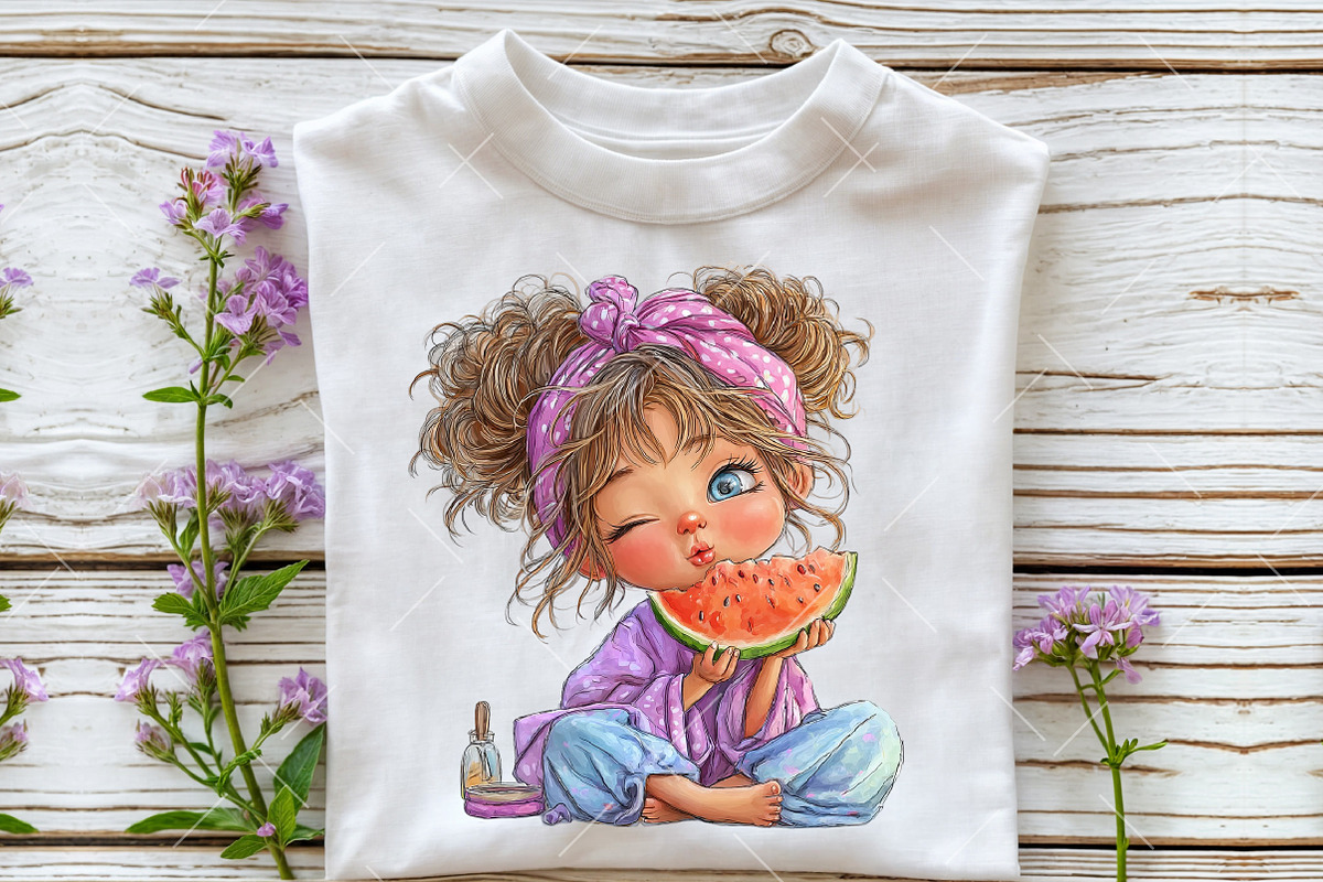 Whimsical Summer Little Girl Clipart, an Illustration by OK Design (Photo 4 of 6)
