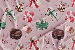 CHERRY CHRISTMAS Watercolor Pattern