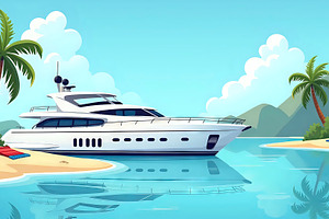 Luxury Yacht Parked Near Tropical Is, a Photo by LOGOCREATIVE