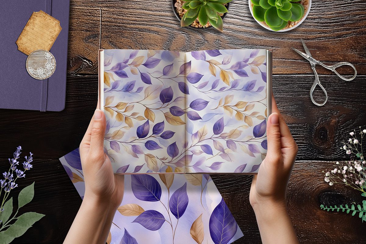 Lavender Gold Botanicals Scrapbooks, a Background Graphic by V Design Creator (Photo 3 of 12)