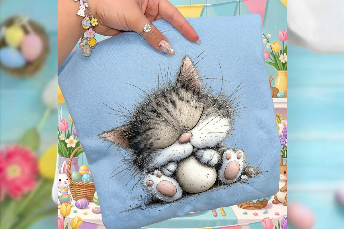 Whimsical Easter Cat Clipart, an Animal Illustration by designcity5 (Photo 4 of 5)