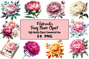 Peony Flower Clipart Bundle, an Illustration by Daily.Designs (Thumbnail 1 of 5)