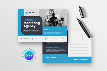 Canva Corporate Postcard Template, a Card Template by DesignOriel
