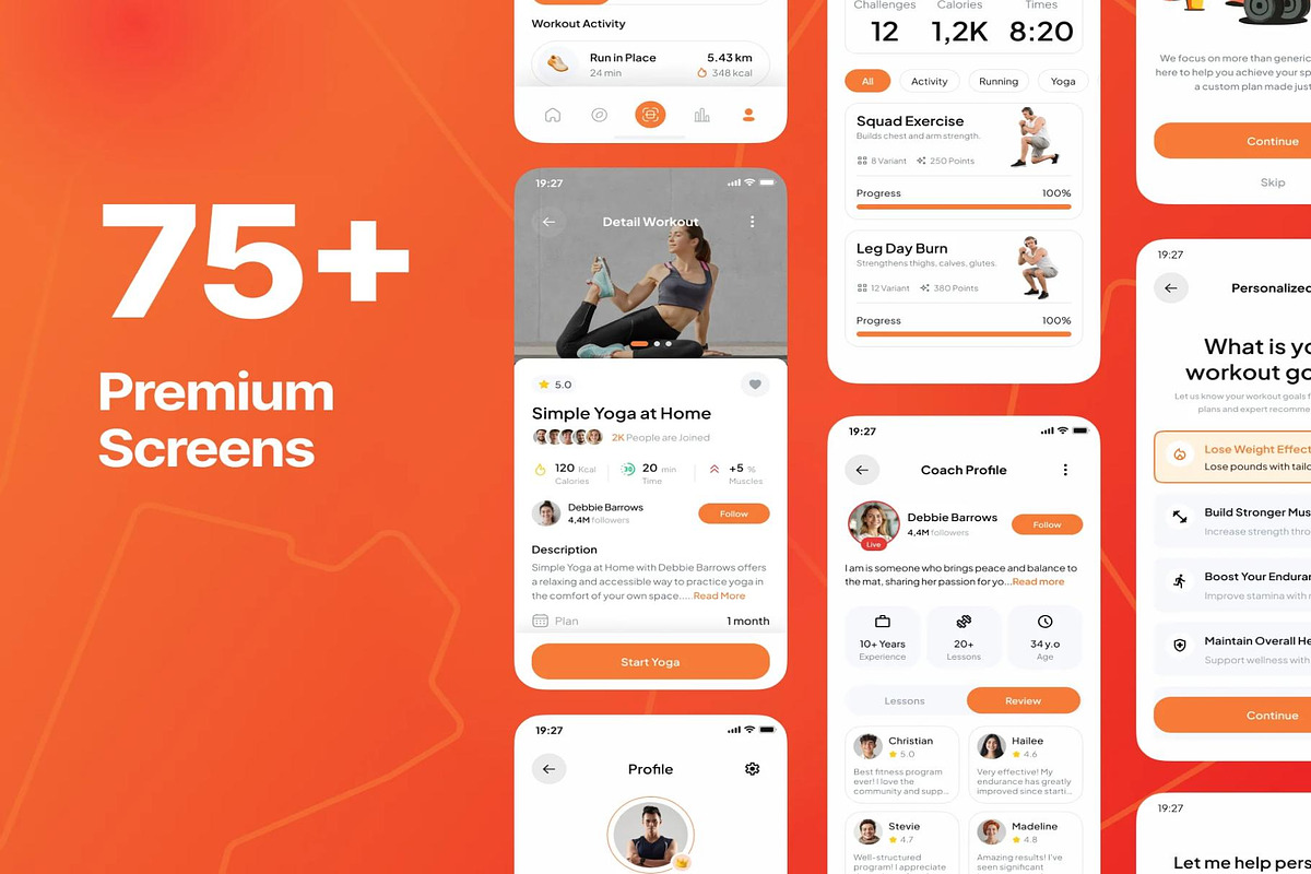 Stride - Smart Fitness App UI Kit, an UI Kit Template by Creative Perspective (Photo 2 of 6)