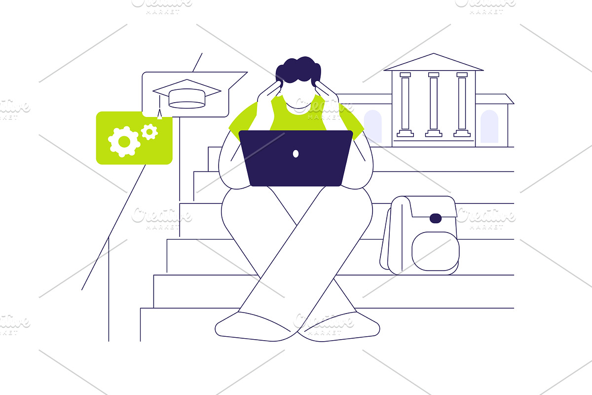 Study on the way isolated cartoon, an Education Illustration by Visual Generation