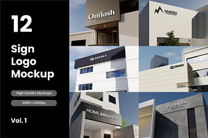 12 Sign Logo Mockup - VOL.1