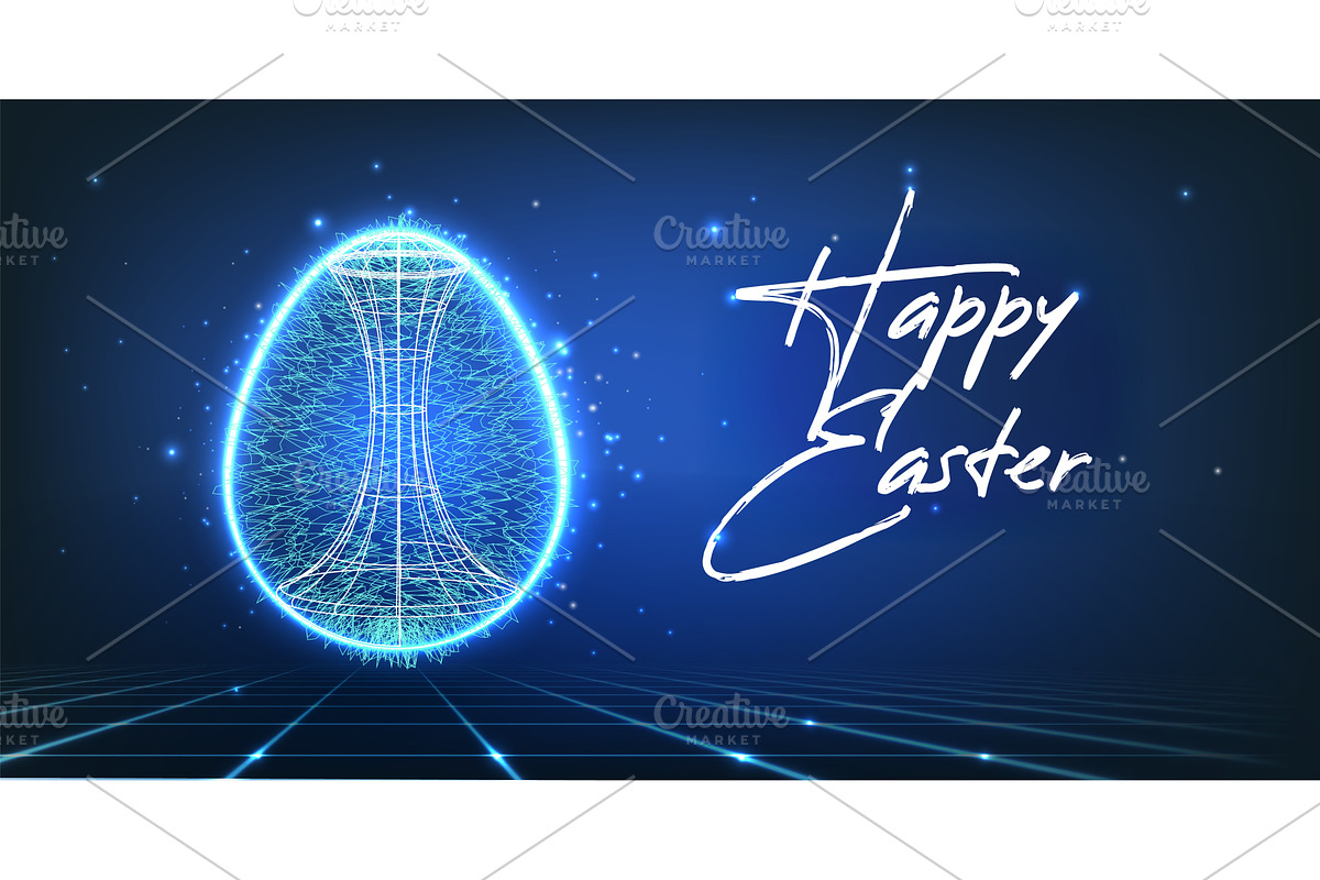 Happy Easter tech background for, a Technology Illustration by art PVP - market