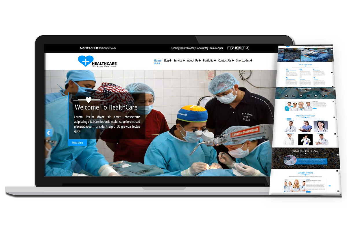 Healthcare Premium WordPress Theme, a WordPress Template by Weblizar Themes & Plugin (Photo 1 of 5)