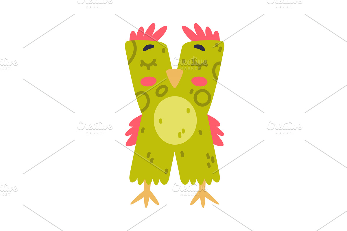 Bird alphabet X capital letter, an Education Illustration by TopVectors