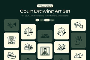 Animated Court Drawing Art Set, an Outline Icon by Vectors Market