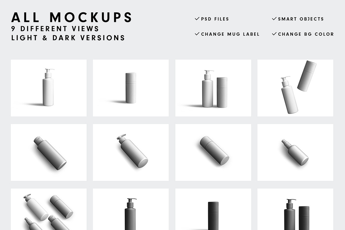 Cosmetic Product Bottle Mockups, a Packaging Mockup by Graphicsfuel (Photo 4 of 4)