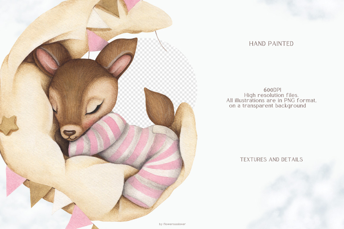 Watercolor Cute Set In The Sky, an Animal Illustration by ViktoriyaD (Photo 4 of 12)