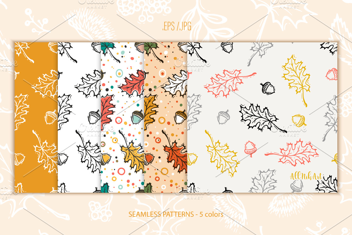 Autumn Floral Patterns & Cliparts, a Pattern Graphic by AllNikArt (Photo 3 of 5)