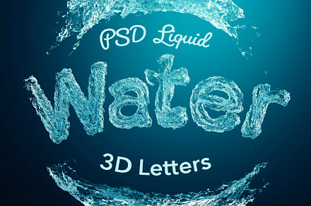 PSD Liquid Water 3D Letters