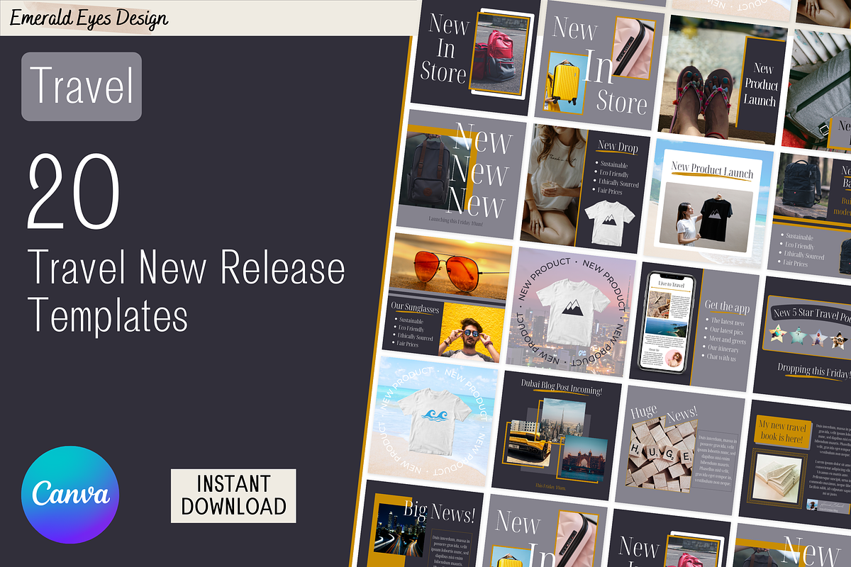 20 Canva Travel New Product Grey, a Social Media Template by Emerald Eyes Design (Photo 1 of 2)