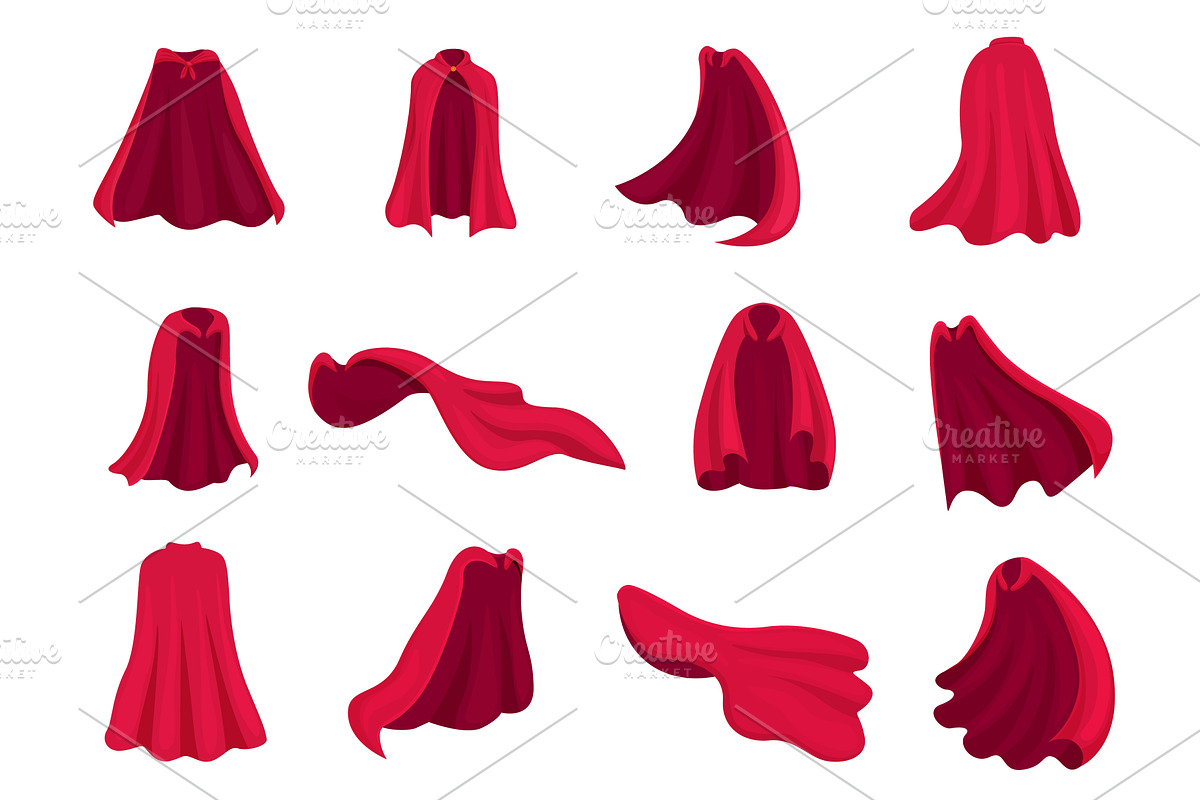 Red superhero cape. Cartoon capes, an Object Illustration by Valerie Bodnar
