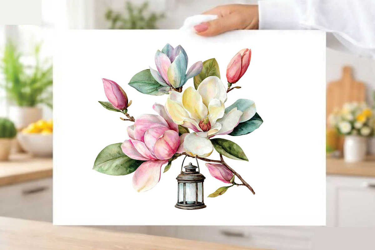 Watercolor Magnolia Flower Clipart B, an Illustration by SVGArt (Photo 3 of 9)
