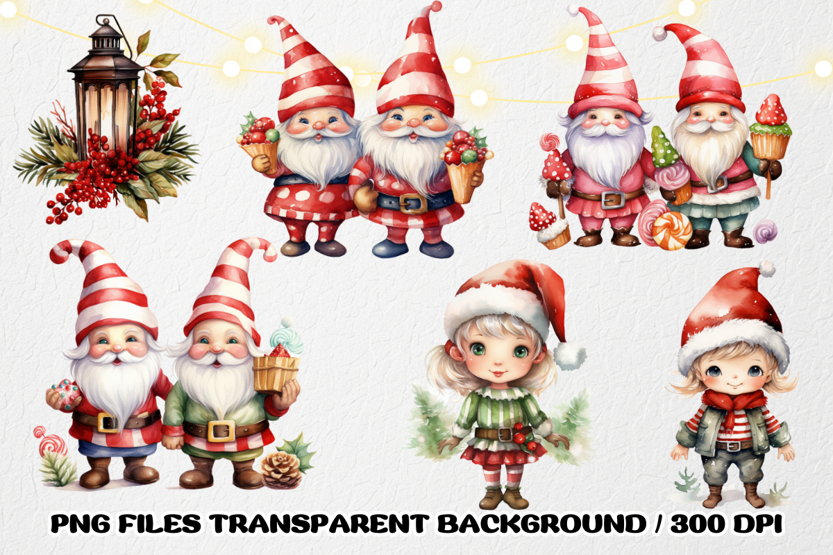 Gnome clipart, Christmas clipart, a Seasonal Illustration by SindyPrintDesign (Photo 3 of 3)