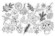 Christmas Floral Clipart & Patterns, a Seasonal Illustration by ArtGiftsStudio (Thumbnail 3 of 5)