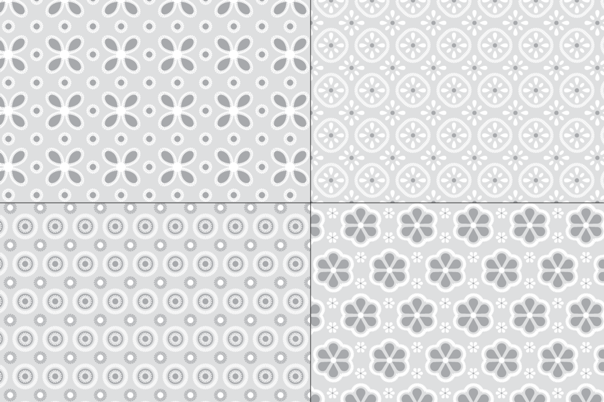 Seamless Gray Eyelet Patterns preview 4
