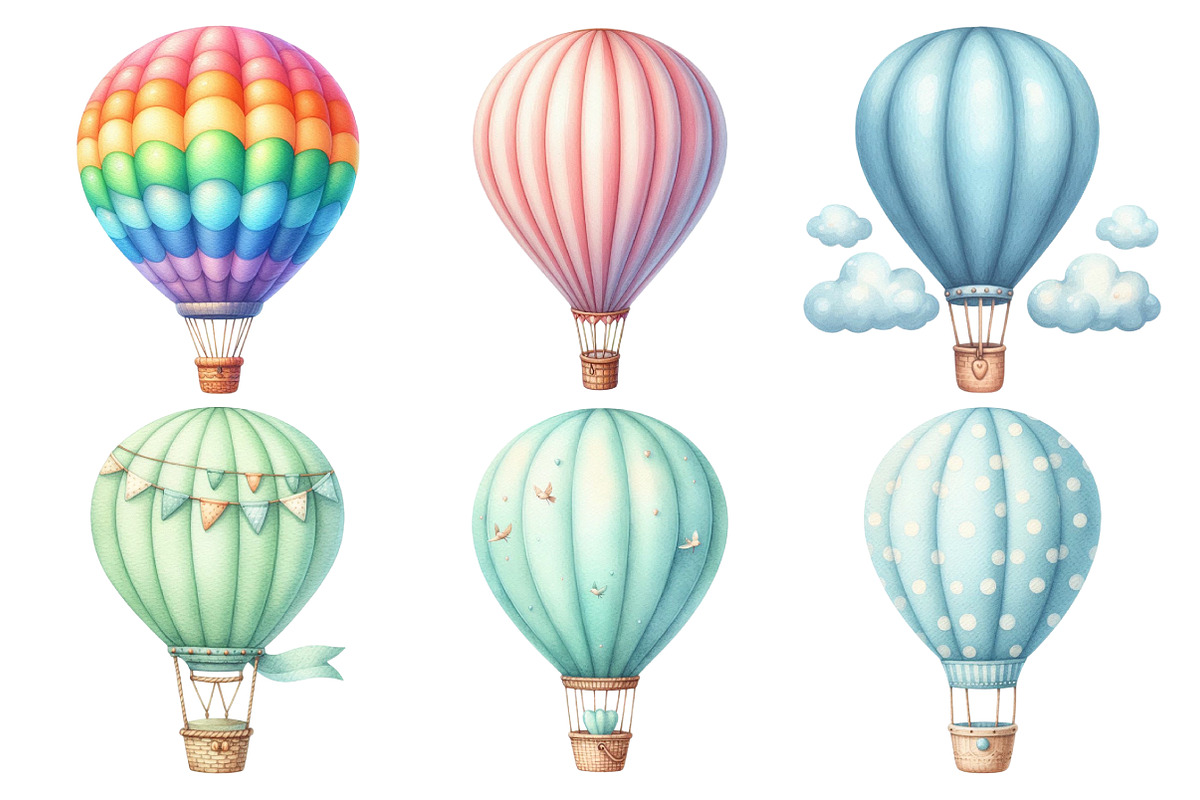 Hot Air Balloon Png, Pastel Balloons, an Illustration by Pixels.Craft (Photo 2 of 7)