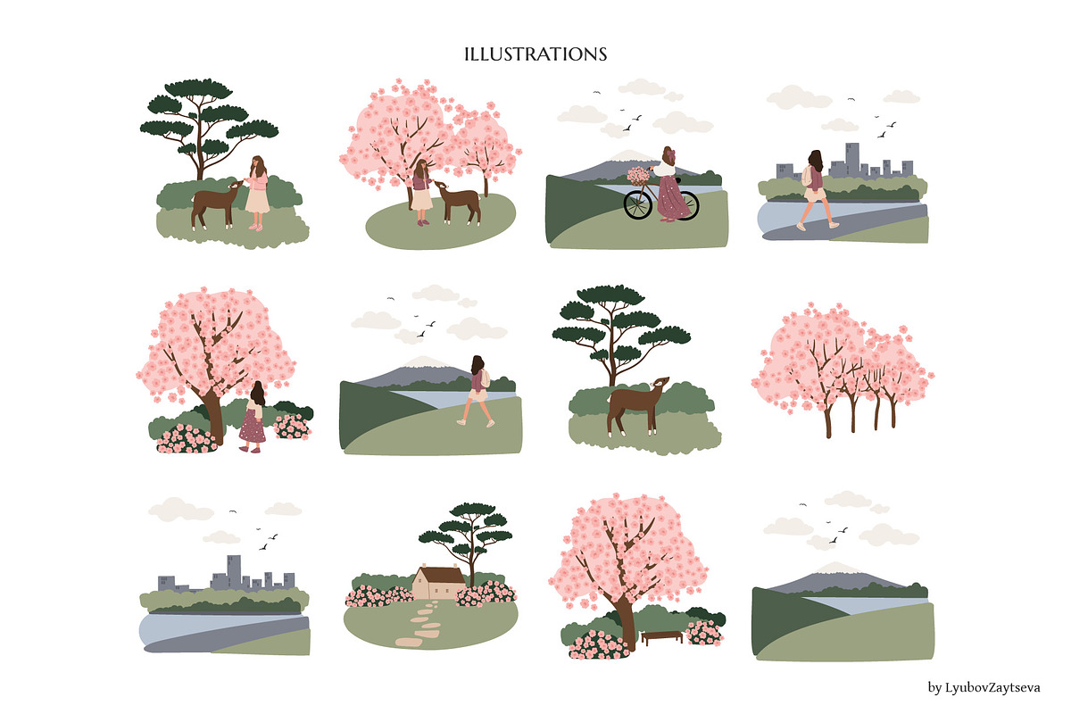 Blossom | Women in nature scenes, a Seasonal Illustration by LyubovZaytseva (Photo 17 of 19)