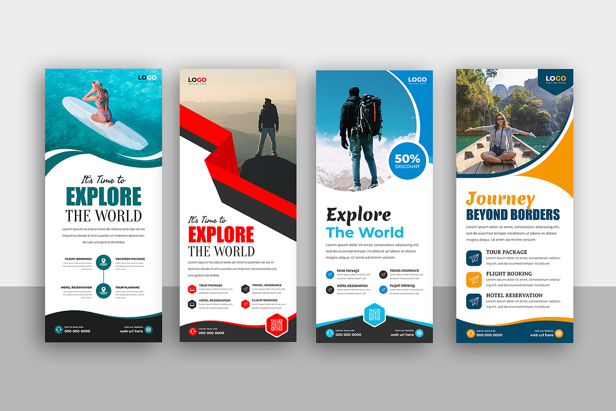 Travel Agency standee roll up banner, a Stationery Template by Designgrove