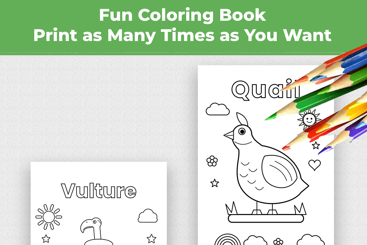 50 Pages Animal Coloring Book Kids, an Education Illustration by Mohammad Sarfaraz (Photo 3 of 15)