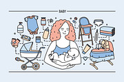 Newborn baby care products, tools, a Healthcare Illustration by Good Studio (Thumbnail 3 of 11)