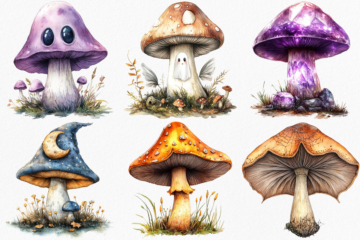 Halloween Mushrooms Clipart, an Illustration by Canvas Craft (Photo 2 of 8)