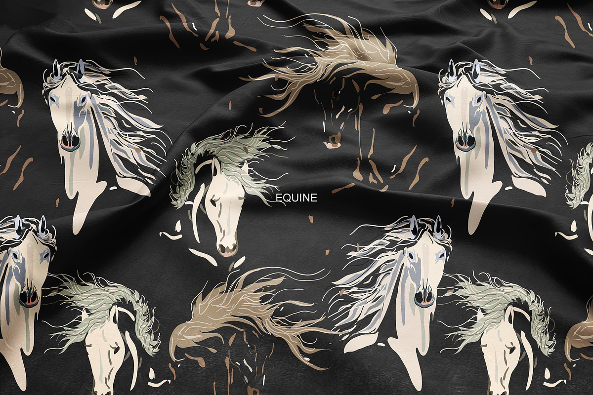 Horses vector seamless set, a Pattern Graphic by PatternsBlooming (Photo 5 of 6)