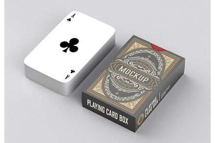Box with Playing Cards Mockup, a Packaging Mockup by OneVectorStock