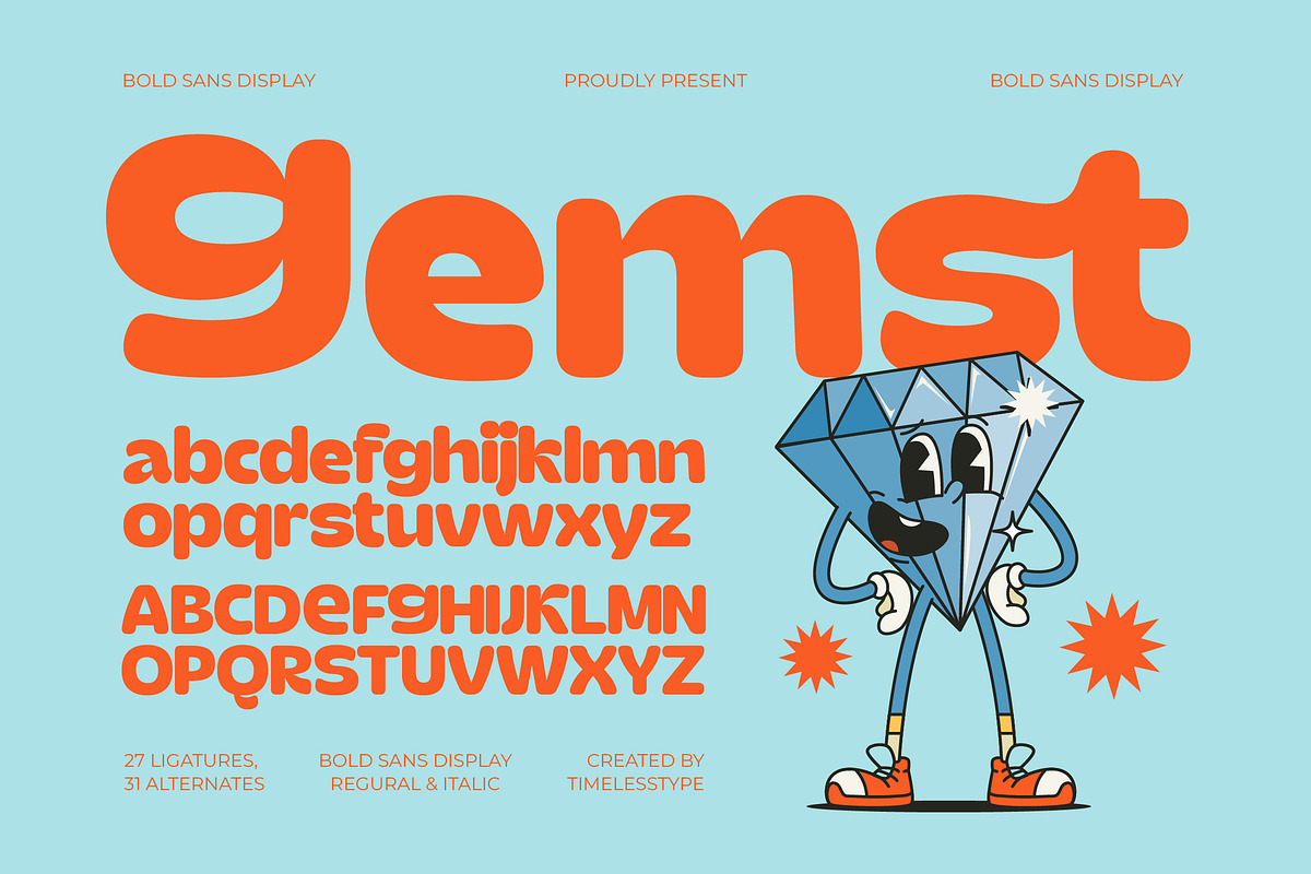 Gemst Retro Bold Display Sans, a Sans Serif Font by timelesstype.co (Photo 1 of 15)