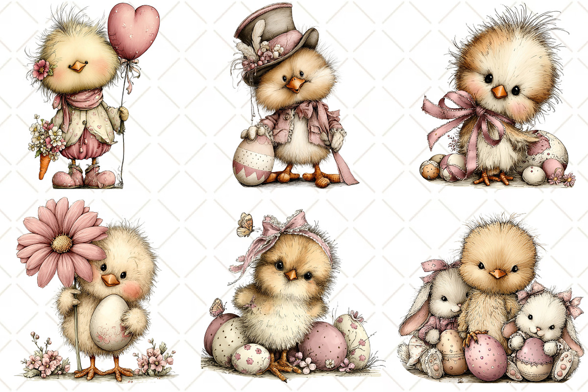 Whimsical Easter Chick Clipart, an Illustration by Black Bird Studio (Photo 4 of 6)