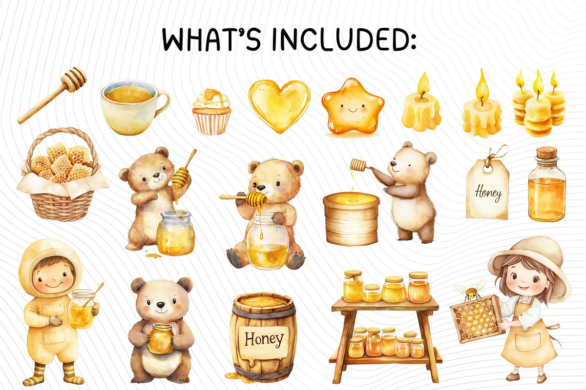 Bee and Honey Clipart Bundle, an Illustration by PassionPNGcreation (Photo 3 of 12)