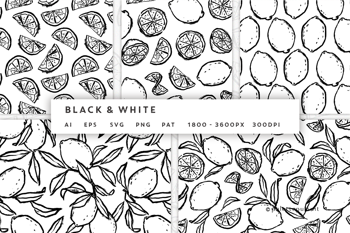 Brushed lemons vector pattern set, a Pattern Graphic by Palette Pursuit (Photo 4 of 12)