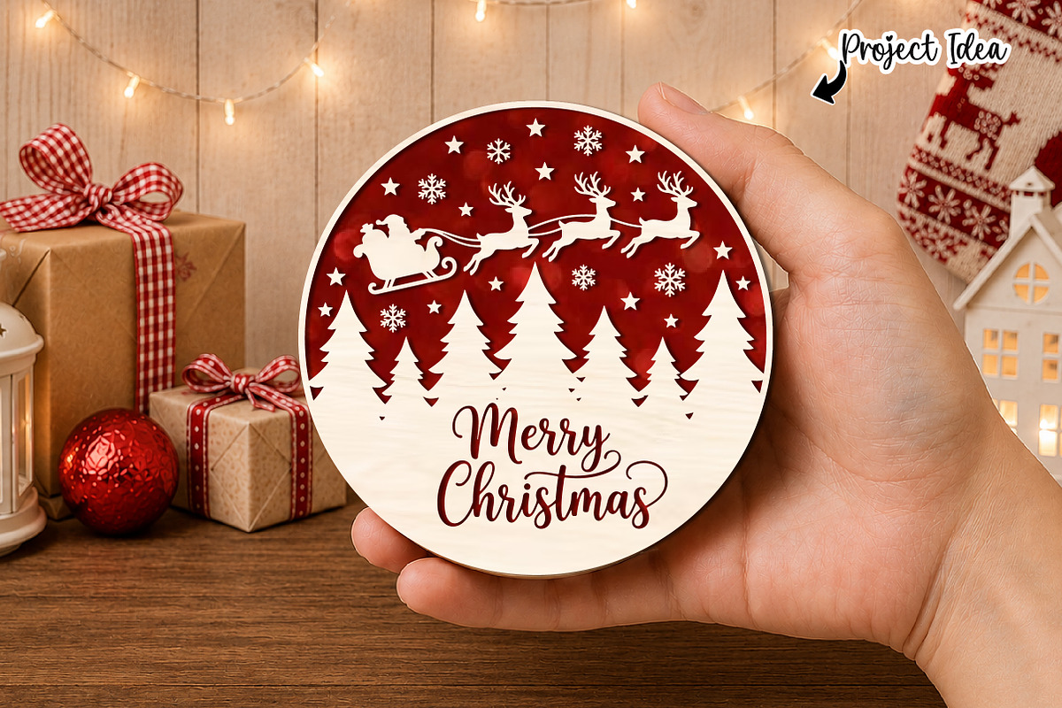 Merry Christmas Santa Sleigh Sign, an Object Graphic by OK Design (Photo 3 of 3)