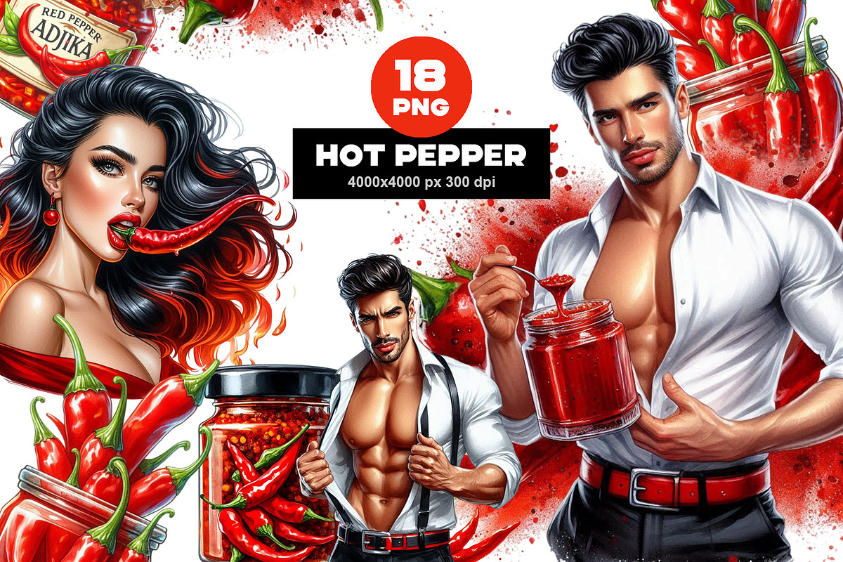 Sexy men & women hot pepper clipart, an Object Graphic by DigitalDream (Photo 1 of 4)