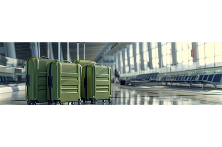 Three green suitcases are lined up, a Transportation Photo by Jyliana's shop