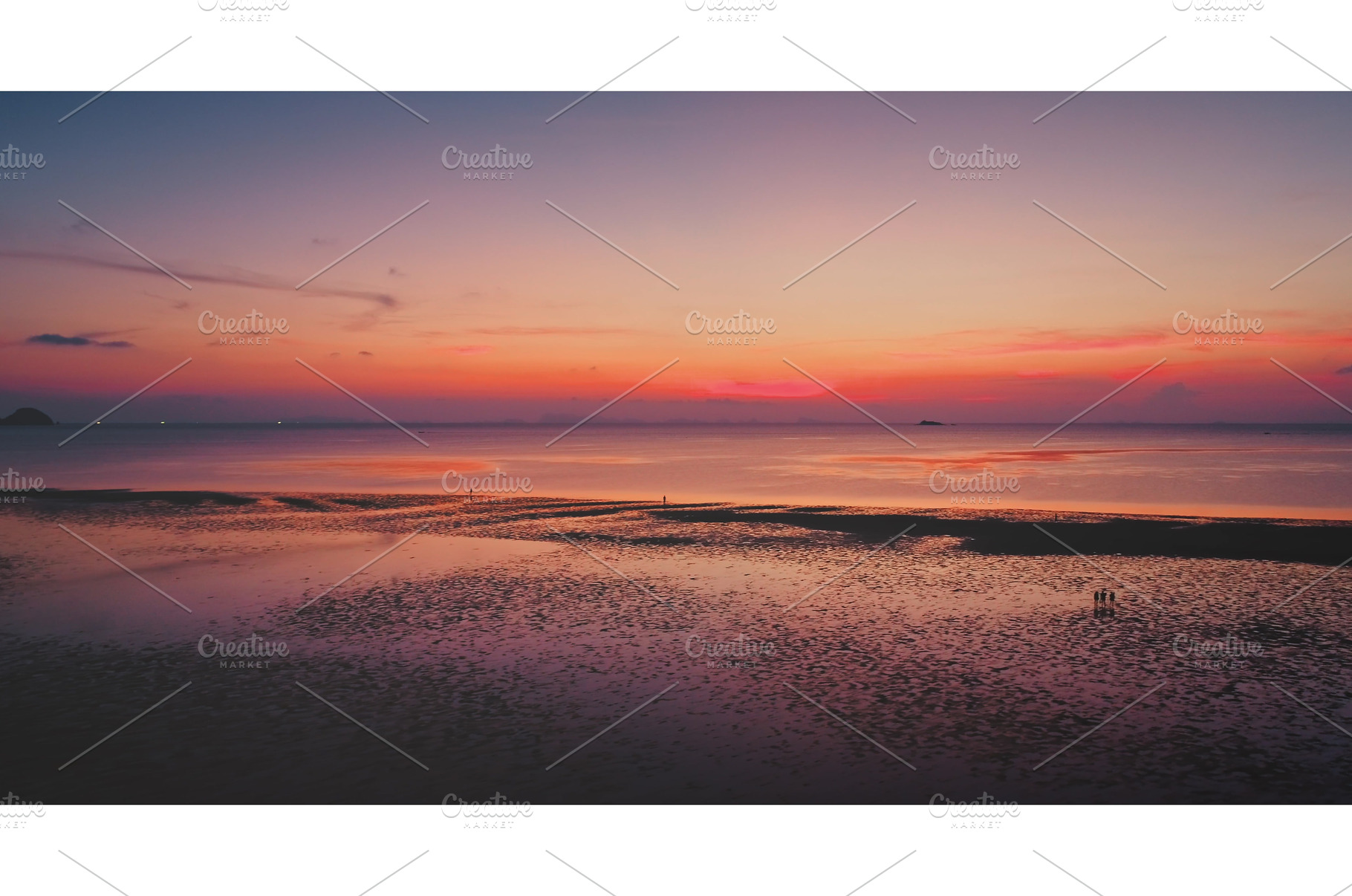 Colorful sunset reflecting on wet, a Nature Photo by Goinyk