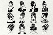 Messy Bun Girl Line Art Graphics, a Person Illustration by DENIDigitalArtSudio (Thumbnail 2 of 6)