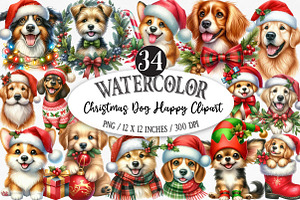 Christmas Dog Happy Clipart, an Illustration by Designking