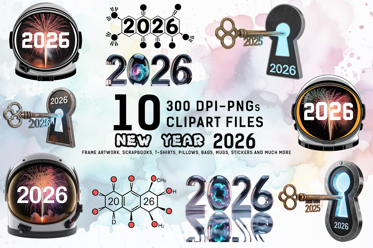 Futuristic New Year 2026 Clipart Bun, an Illustration by Ahmad Designs (Photo 2 of 3)