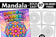 Bold and Easy Mandala Coloring Pages, a Decorative Illustration by Coco Bloom (Thumbnail 1 of 9)